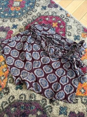 Free People Moroccan Shorts with Stretch Belt and Bow Size 8 Purple Boho Paisley